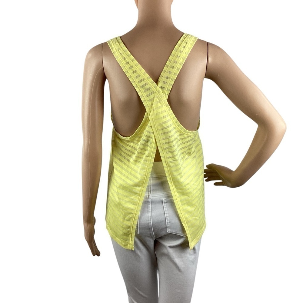 Zyia Active Lemon Nimbus Split Back Tank Yellow Striped Open Back Size M - Picture 5 of 6